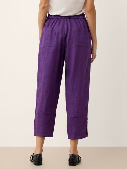 100% Linen Artisan Button Tapered Pants KATHERINE by LINTICO