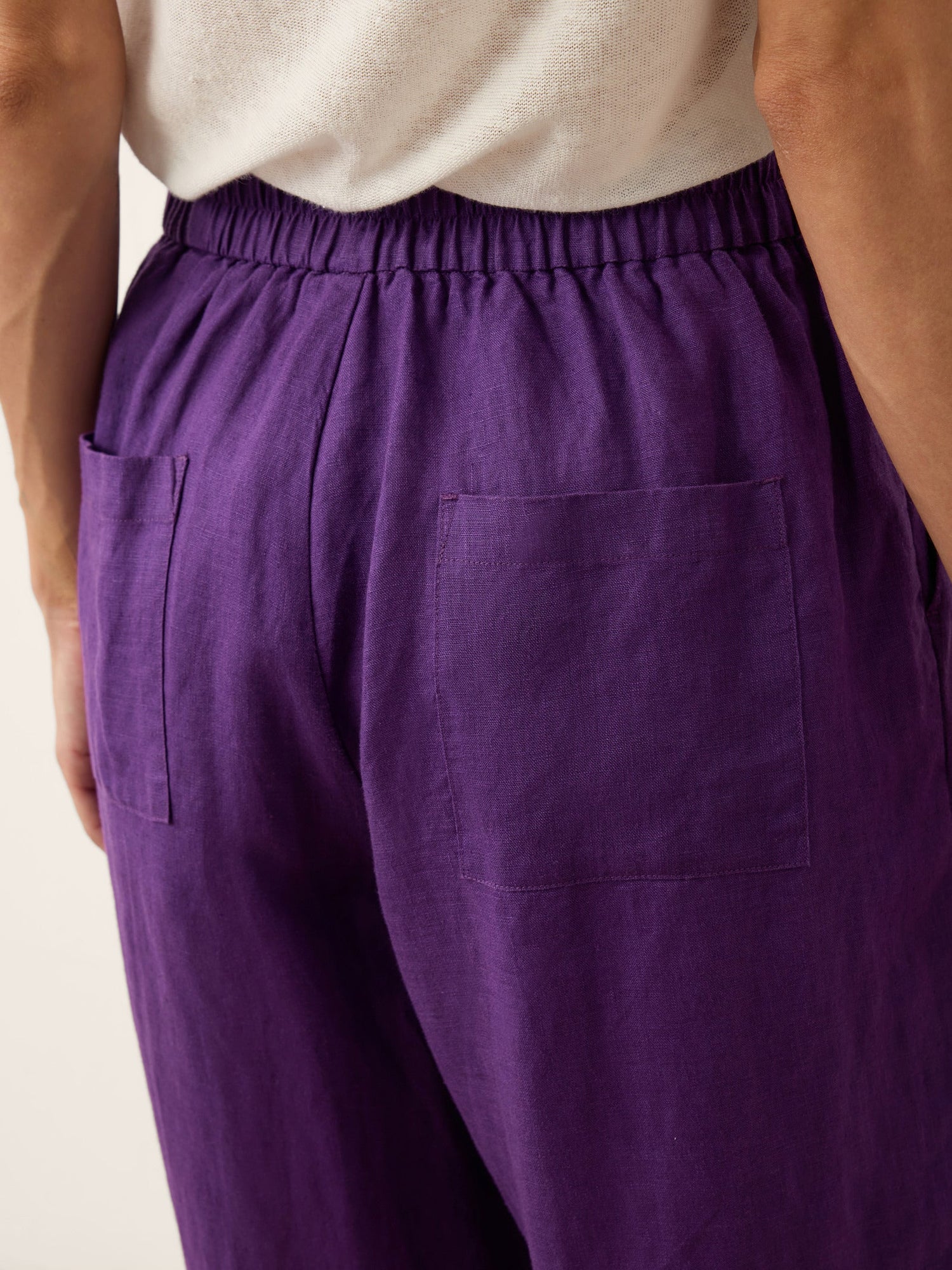 100% Linen Artisan Button Tapered Pants KATHERINE by LINTICO