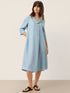 100% Linen Asymmetric Shawl Collar A-Line Midi Dress WINIFRED by LINTICO