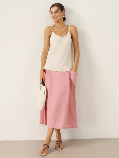 100% Linen Beaded Hem Camisole Bree by LINTICO