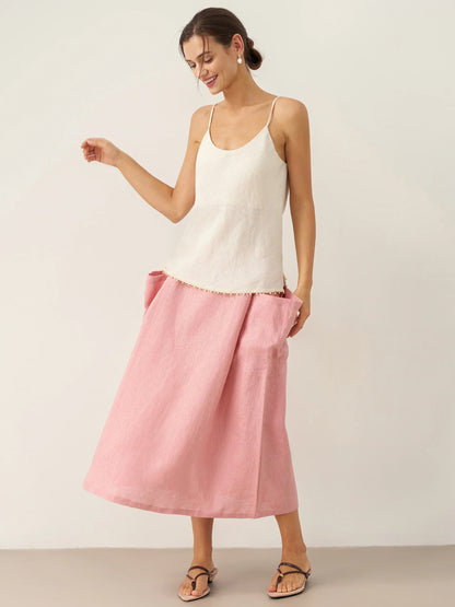 100% Linen Beaded Hem Camisole Bree by LINTICO