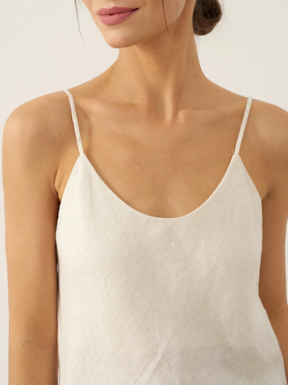 100% Linen Beaded Hem Camisole Bree by LINTICO