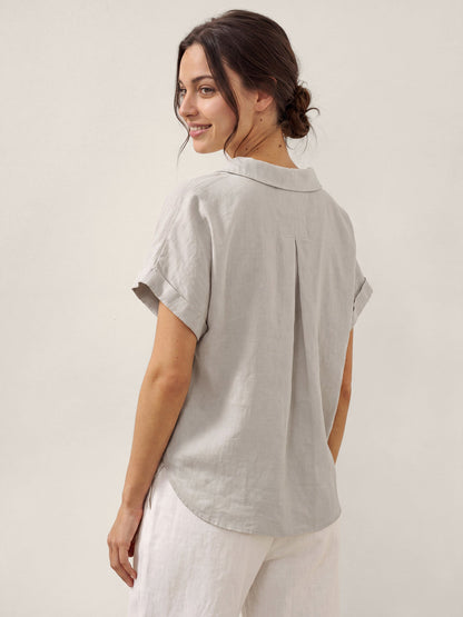 100% Linen Blazer-Inspired Pullover Top DINA by LINTICO