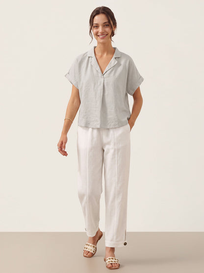 100% Linen Blazer-Inspired Pullover Top DINA by LINTICO