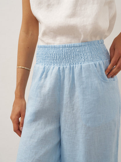 100% Linen Broad Elastic Waistband Pants TALIA by LINTICO