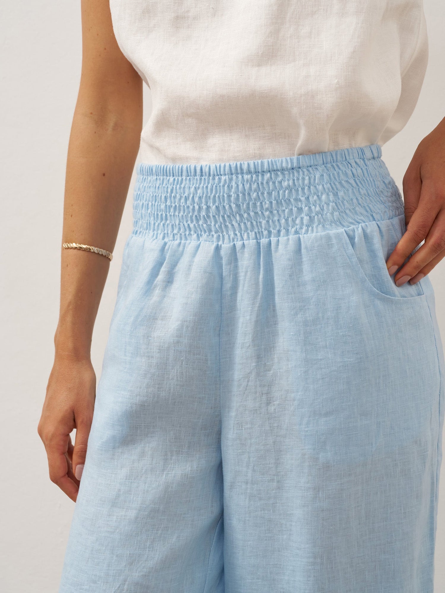 100% Linen Broad Elastic Waistband Pants TALIA by LINTICO