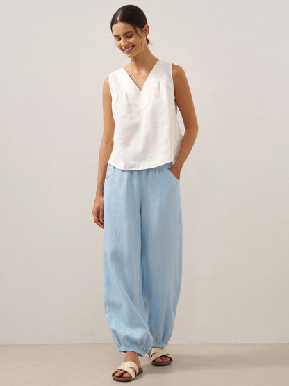 100% Linen Broad Elastic Waistband Pants TALIA by LINTICO