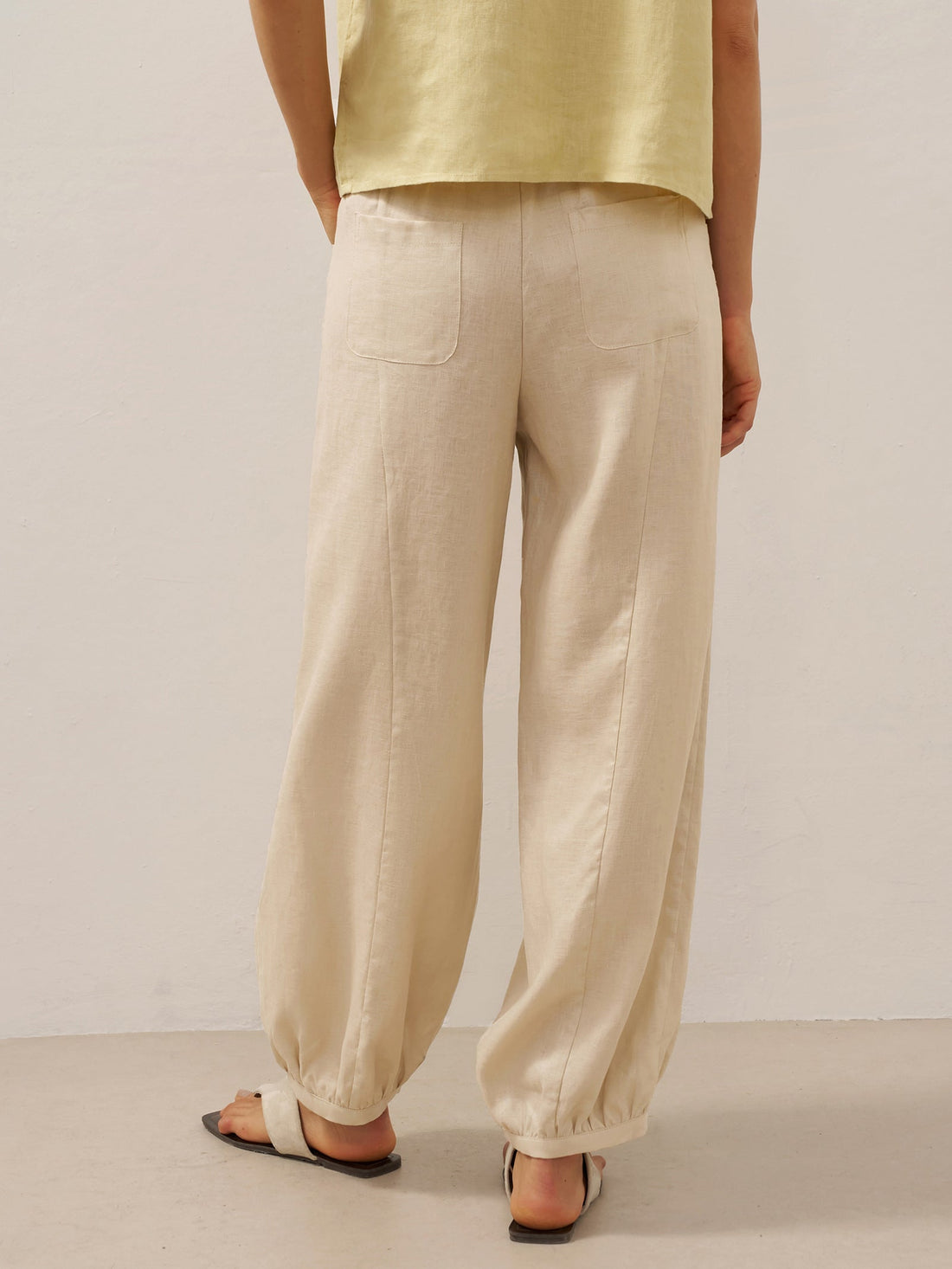 100% Linen Broad Elastic Waistband Pants TALIA by LINTICO