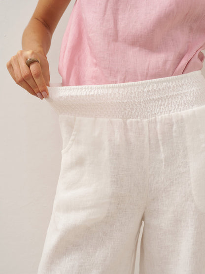 100% Linen Broad Elastic Waistband Pants TALIA by LINTICO