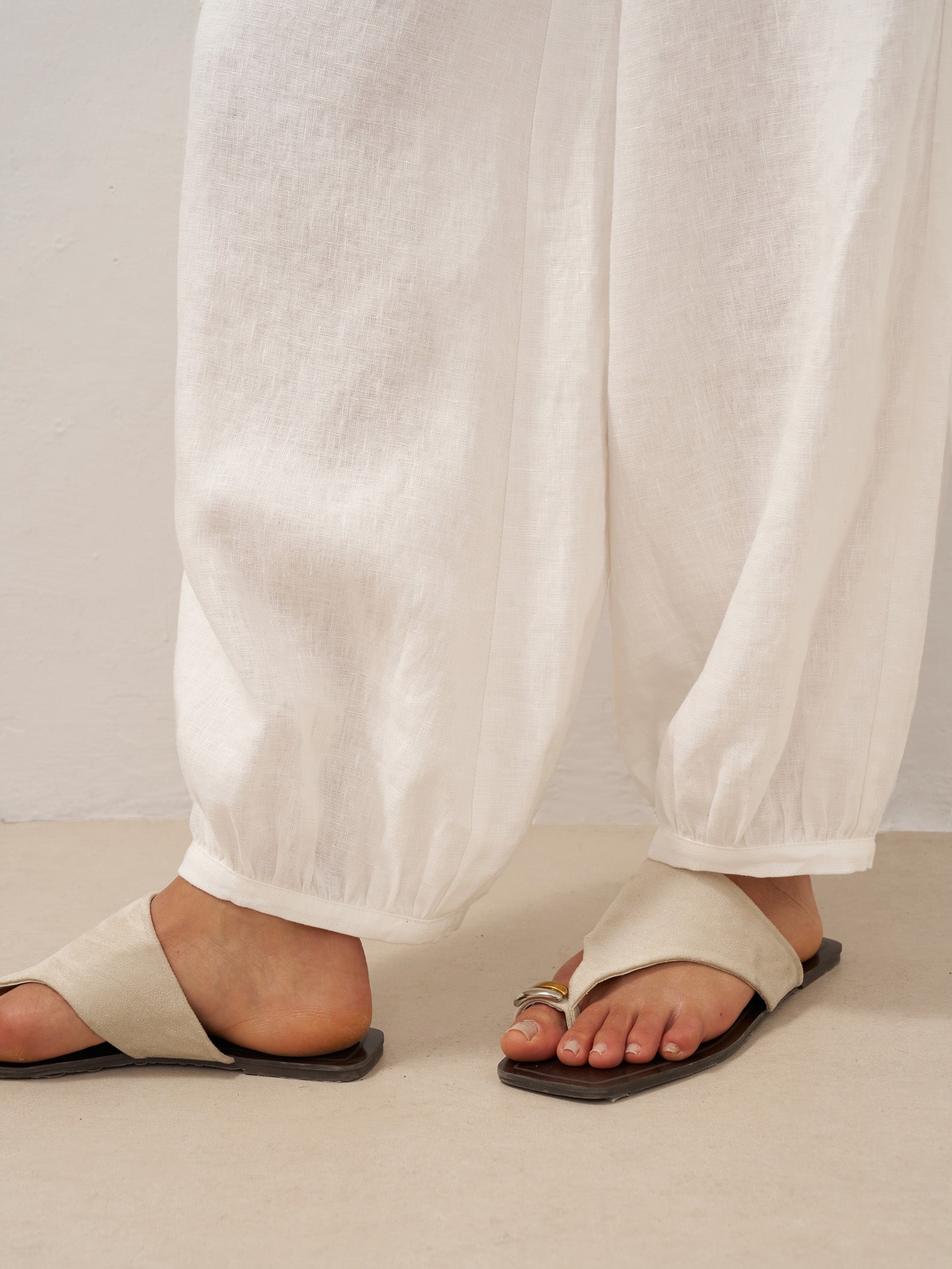 100% Linen Broad Elastic Waistband Pants TALIA by LINTICO