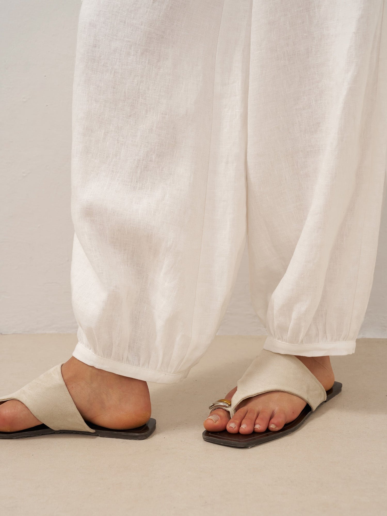 100% Linen Broad Elastic Waistband Pants TALIA by LINTICO