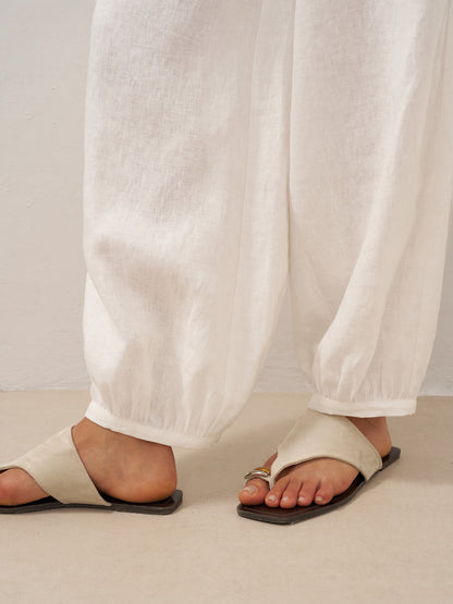 100% Linen Broad Elastic Waistband Pants TALIA by LINTICO