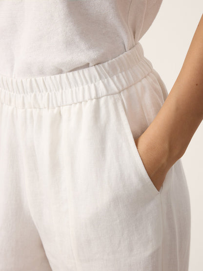 100% Linen Buttoned Split-Hem Pants ALINA by LINTICO