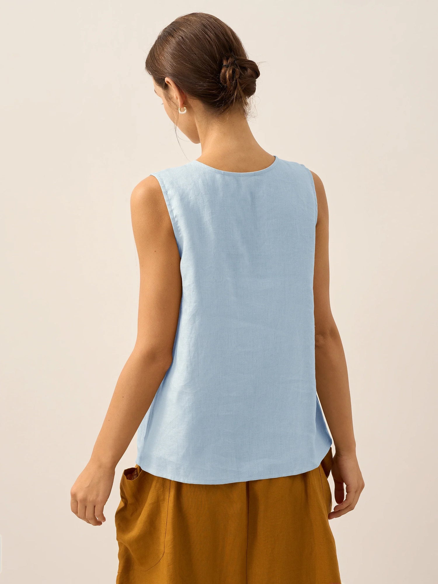 100% Linen Buttons Down Tank Top ERIN by LINTICO