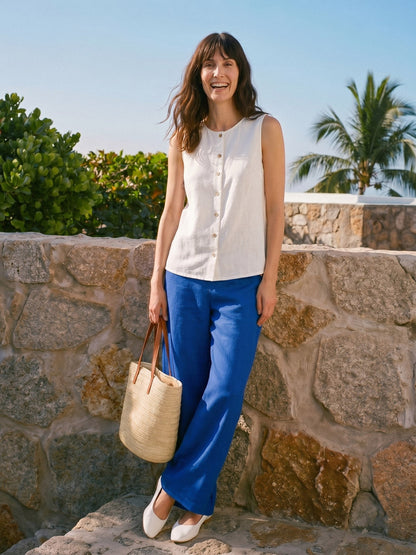 100% Linen Buttons Down Tank Top ERIN 