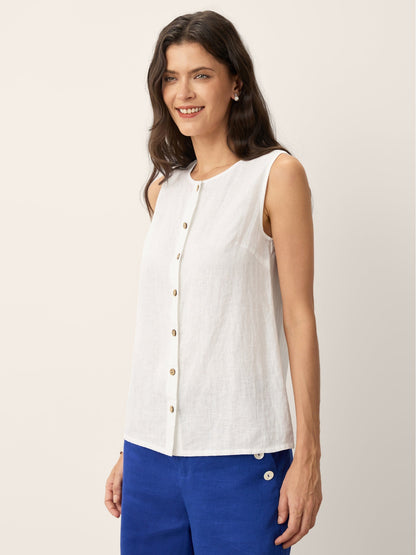 100% Linen Buttons Down Tank Top ERIN by LINTICO