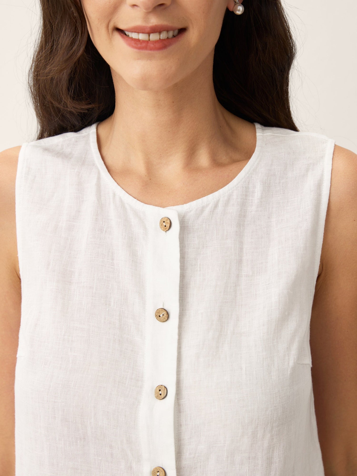 100% Linen Buttons Down Tank Top ERIN by LINTICO