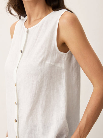 100% Linen Buttons Down Tank Top ERIN by LINTICO