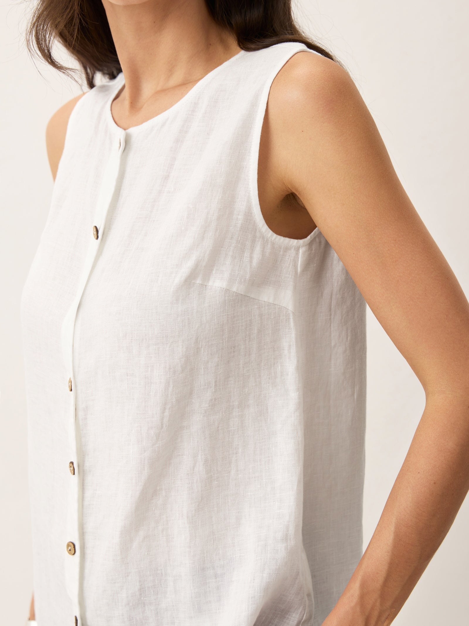 100% Linen Buttons Down Tank Top ERIN by LINTICO
