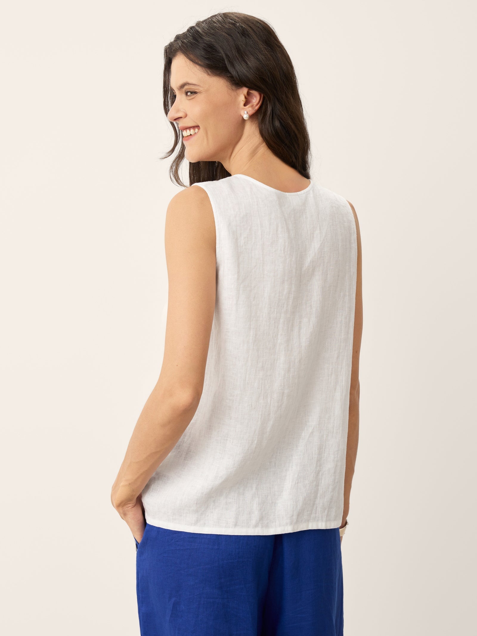 100% Linen Buttons Down Tank Top ERIN by LINTICO