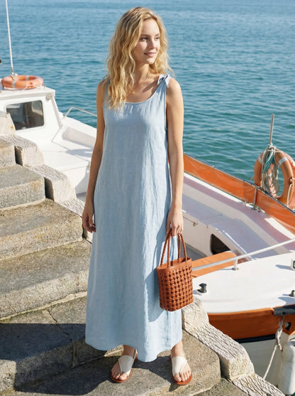 100% Linen Camisole Dress QEARL by LINTICO