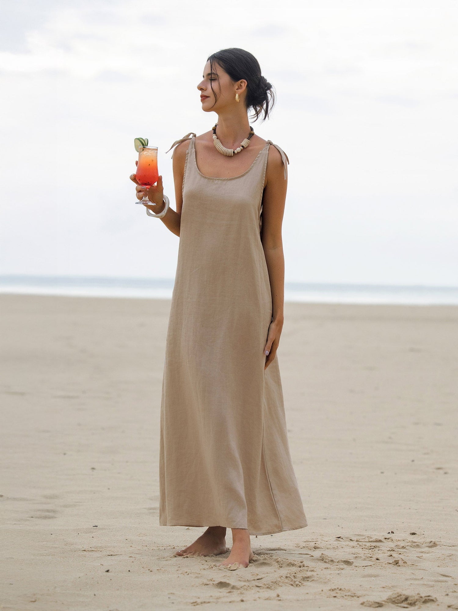 100% Linen Camisole Dress QEARL by LINTICO