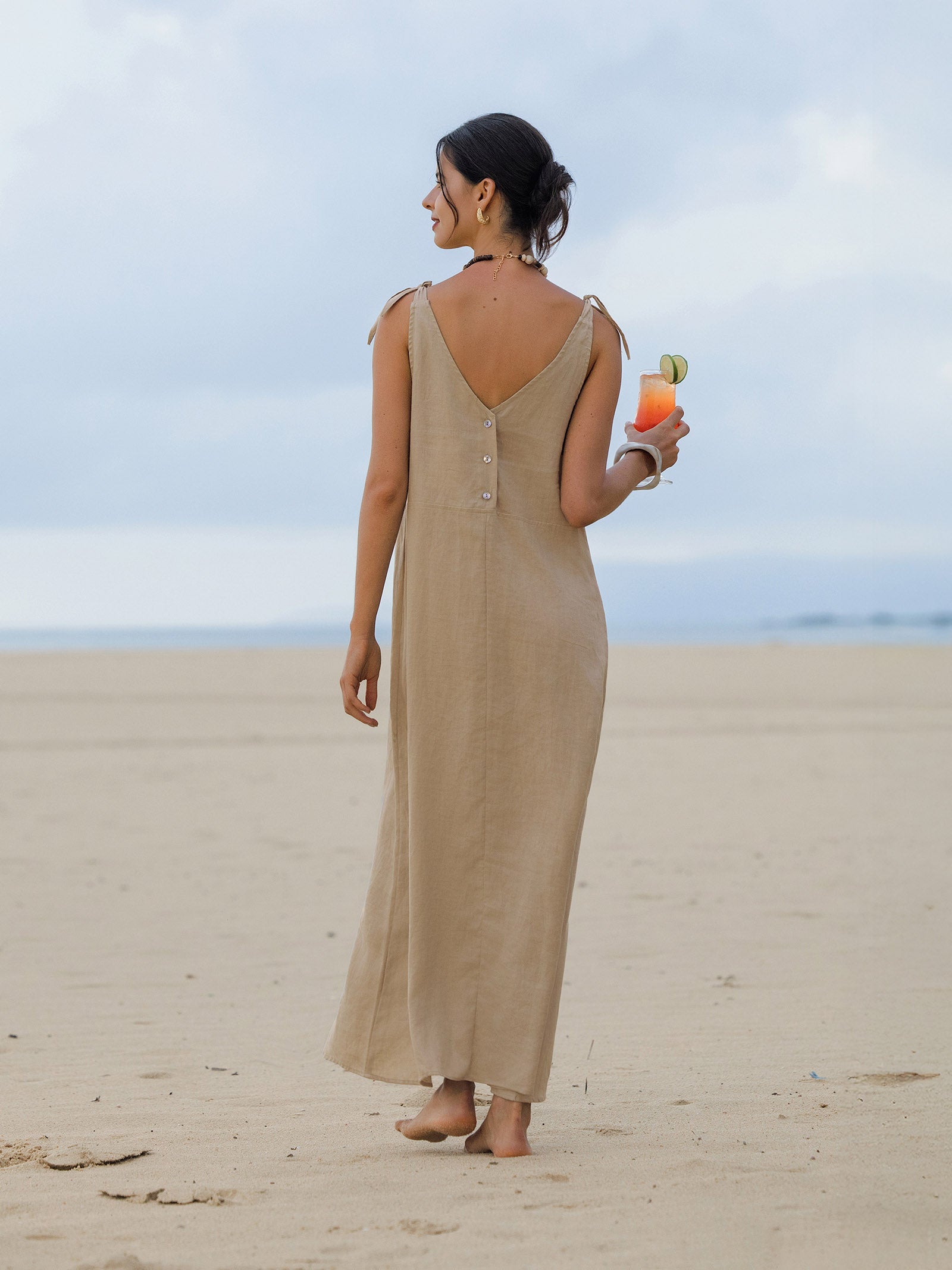 100% Linen Camisole Dress QEARL by LINTICO