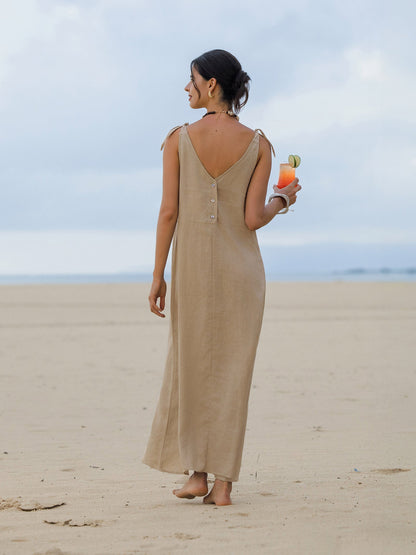 100% Linen Camisole Dress QEARL by LINTICO