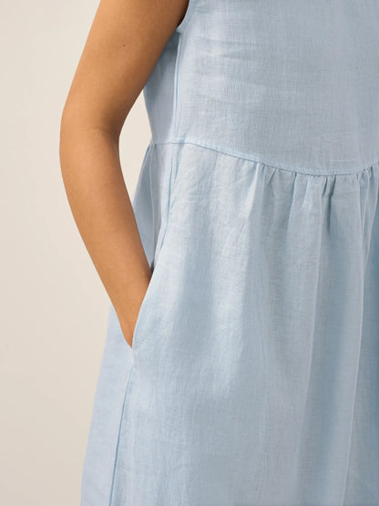 100% Linen Cap Sleeve Washed Maxi Dress JOAN by LINTICO
