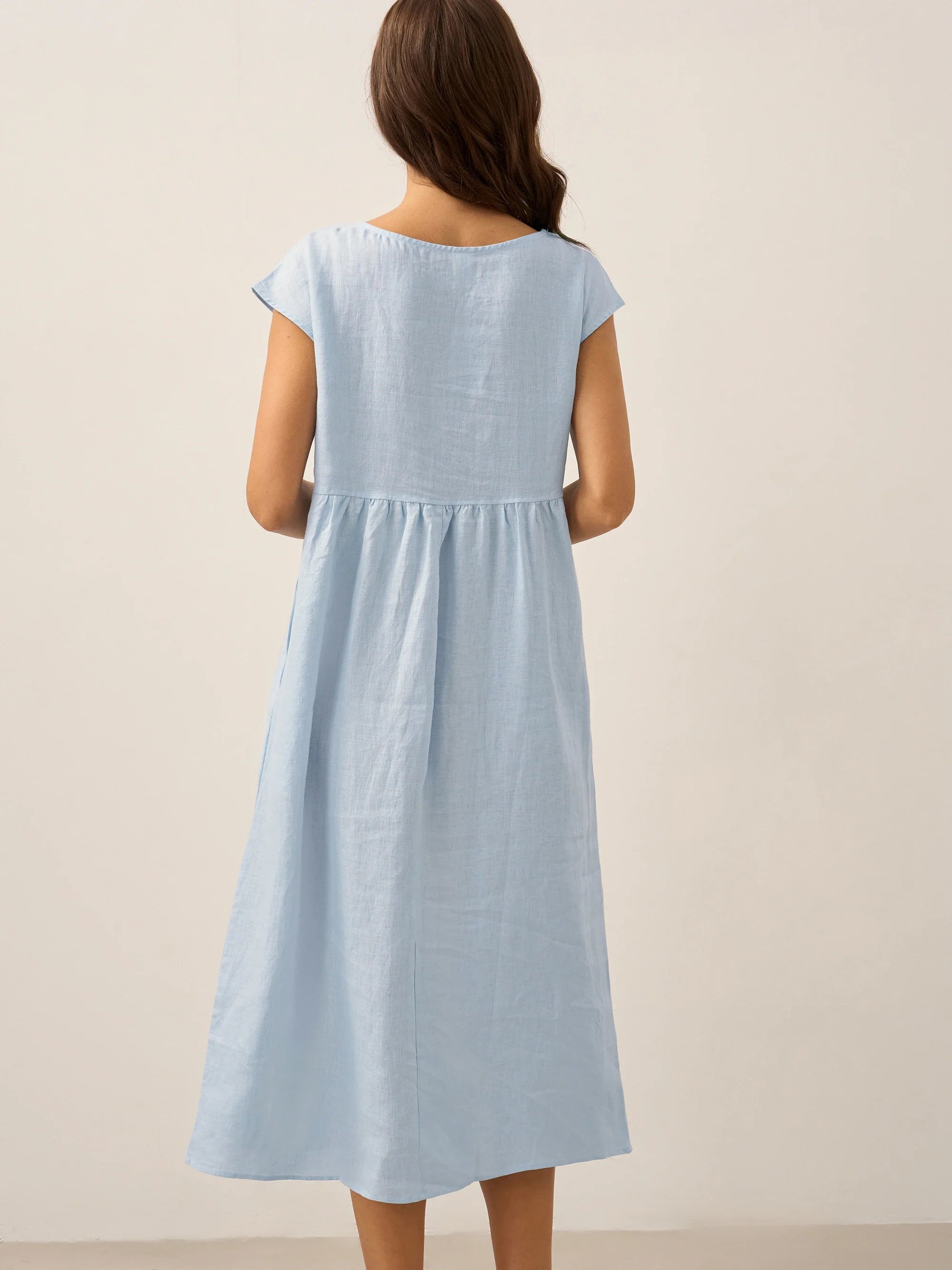100% Linen Cap Sleeve Washed Maxi Dress JOAN by LINTICO