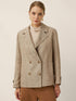 100% Linen Convertible Stand Collar Double Breasted Blazer Jacket NAOMI by LINTICO