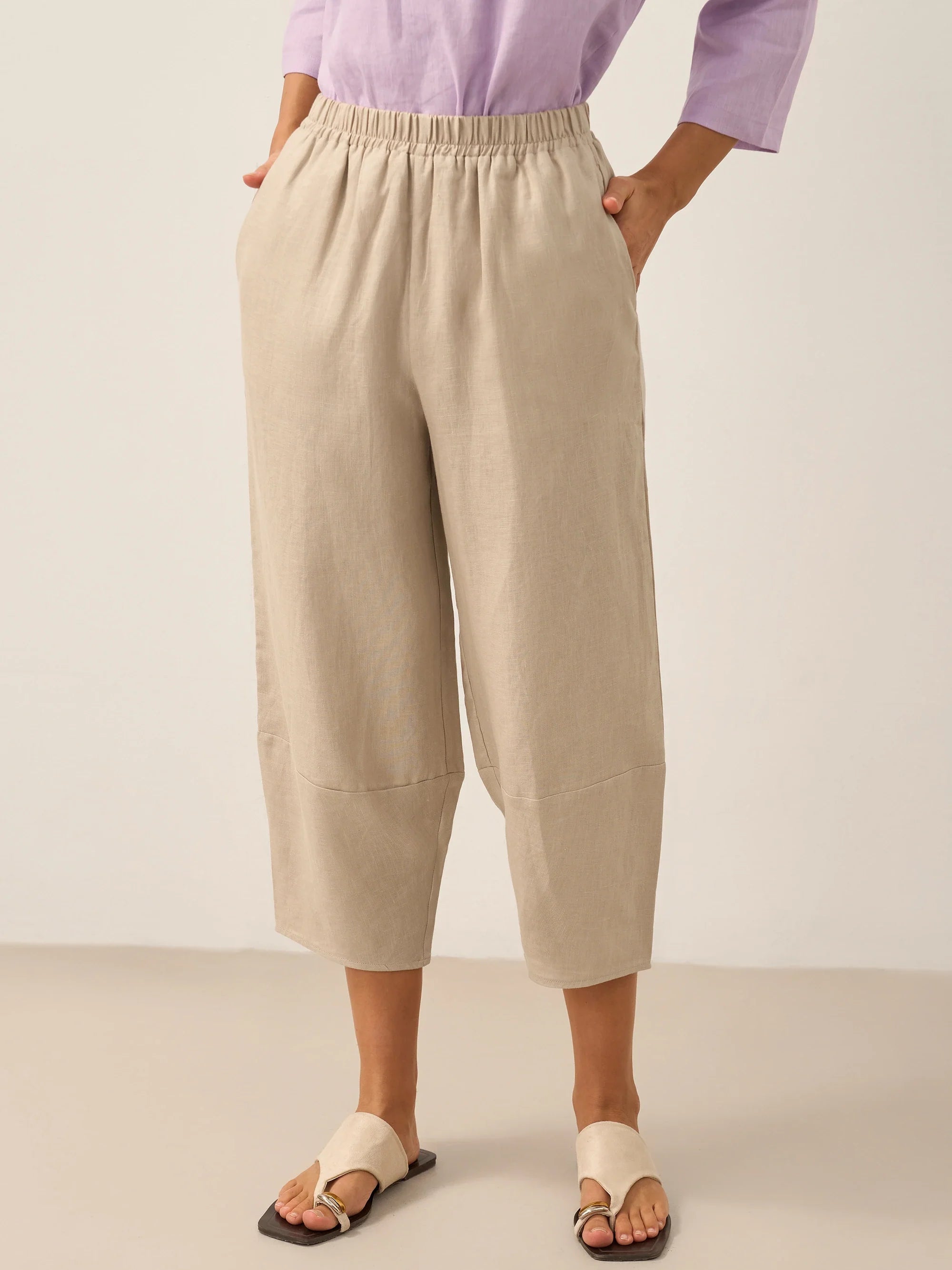 100% Linen Crop Pants RORY by LINTICO