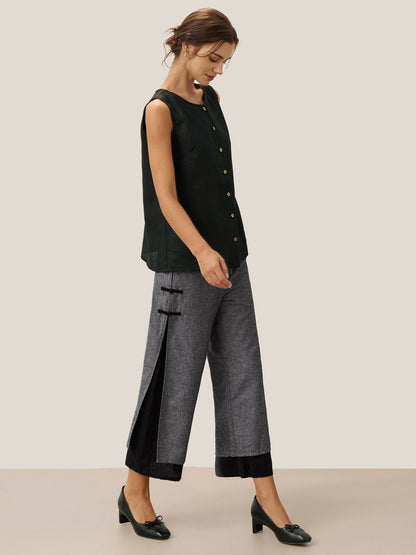 Linen Double Layer Handmade Capri Pants STELLA by LINTICO
