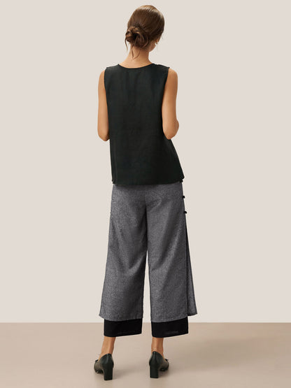 Linen Double Layer Handmade Capri Pants STELLA by LINTICO