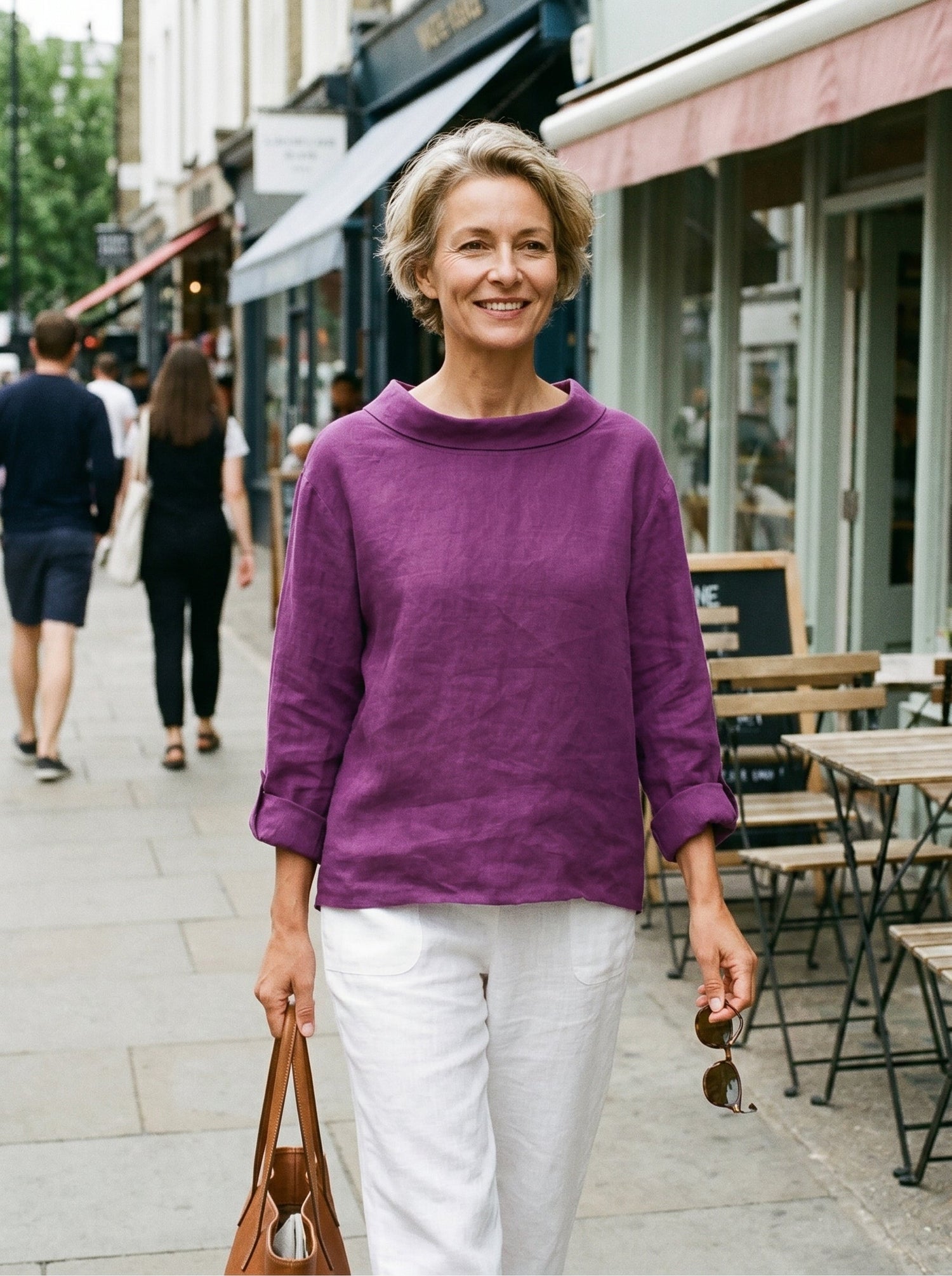 100% Linen Draped Neck Top HOLLIS by LINTICO