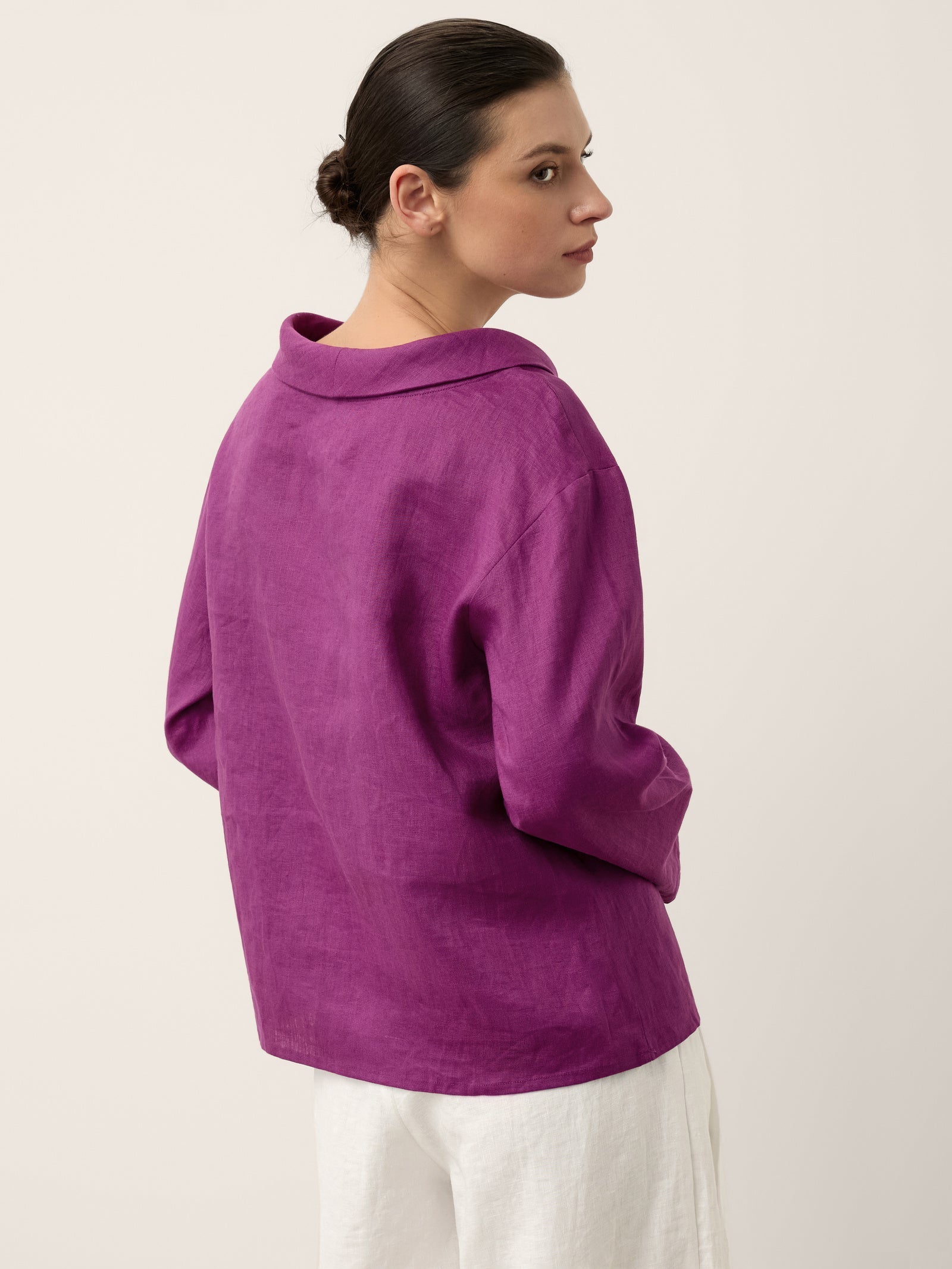 100% Linen Draped Neck Top HOLLIS 