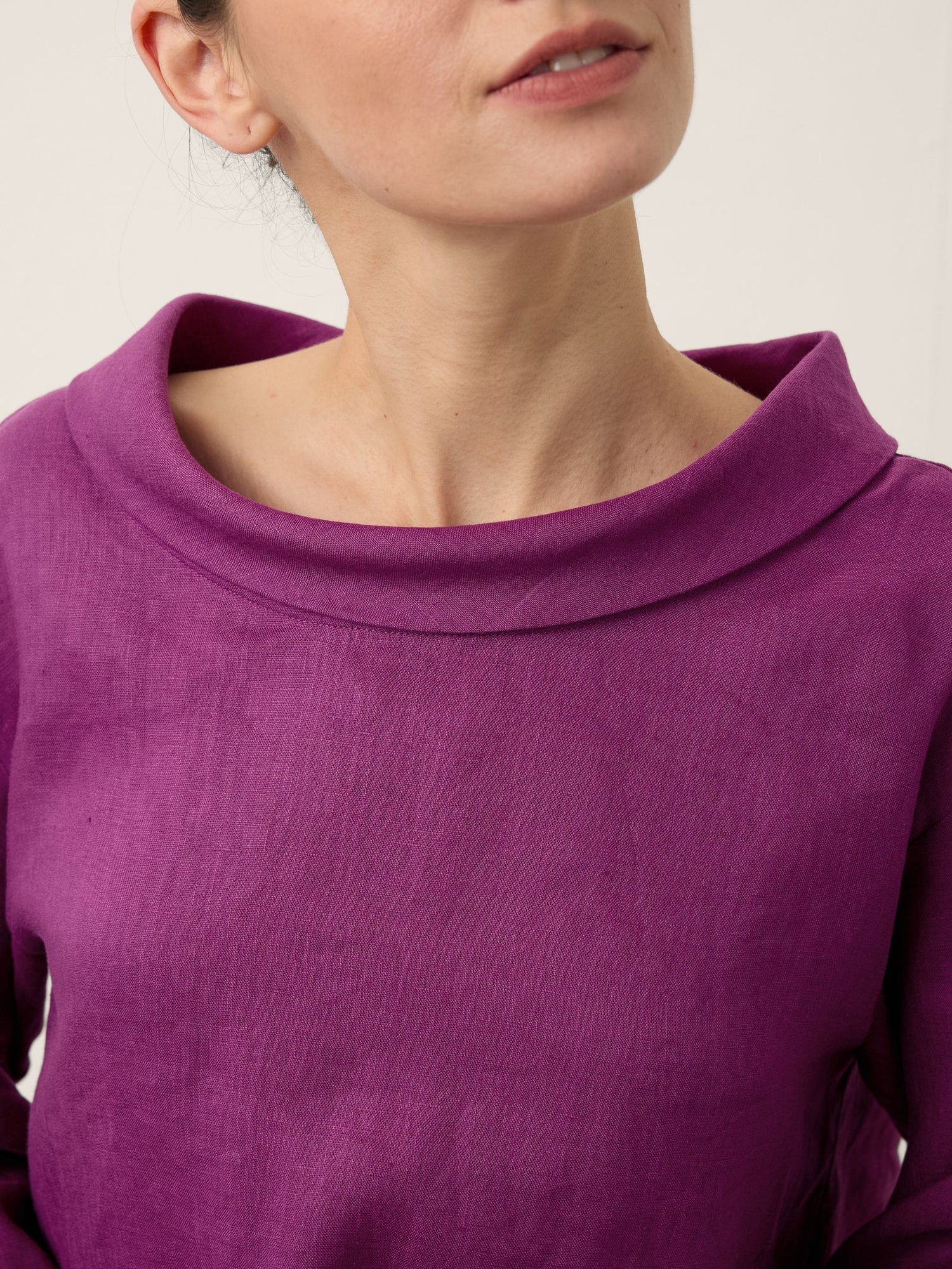 100% Linen Draped Neck Top HOLLIS 