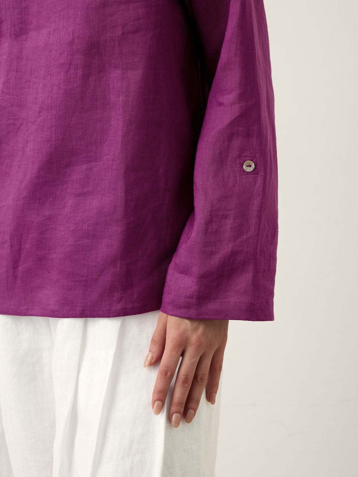 100% Linen Draped Neck Top HOLLIS 