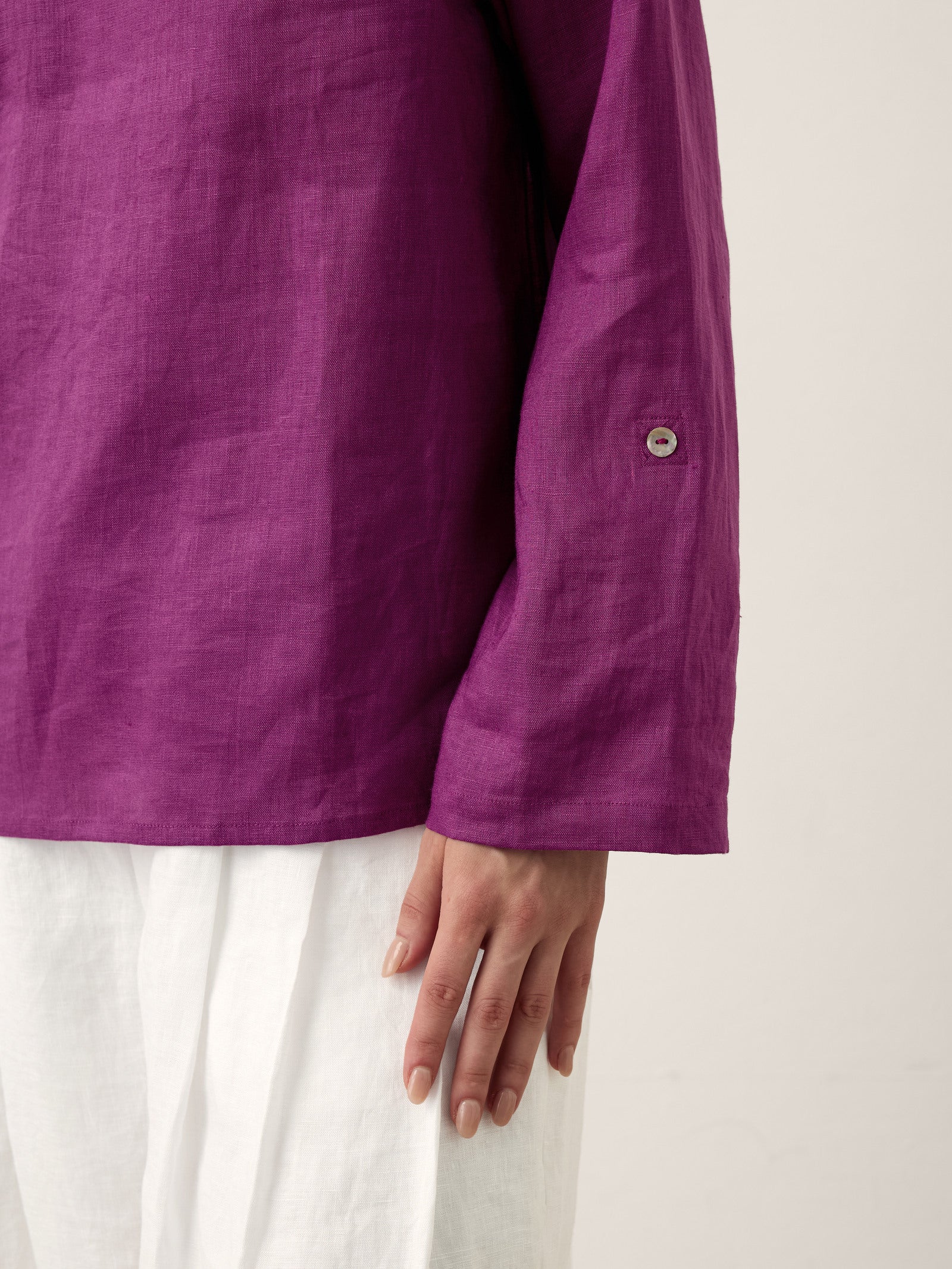 100% Linen Draped Neck Top HOLLIS 