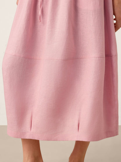 100% Linen Drawstring Lantern Maxi Skirt with Pockets ROXANNE by LINTICO