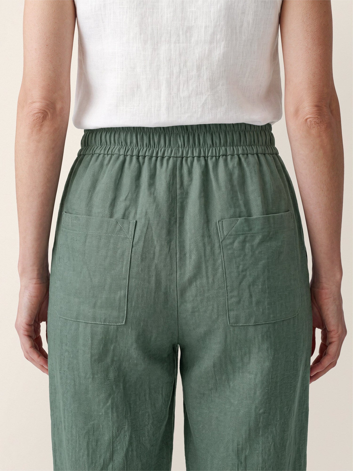 100% Linen Drawstring Utility Ankle Pants AMELINE  DestGlow