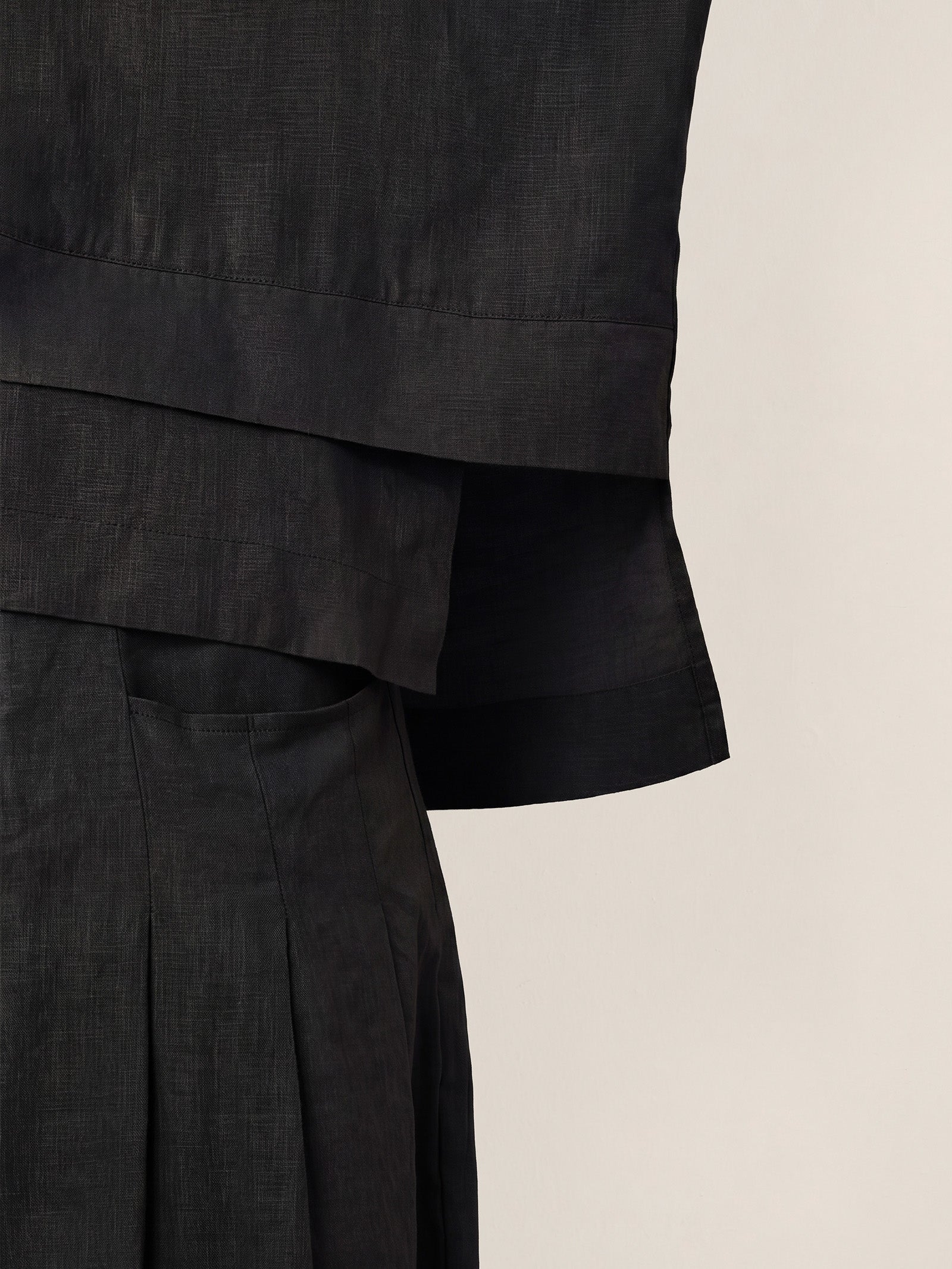 100% Linen Drop Shoulder Asymmetric Layered Hem Overtop VIOLA by LINTICO