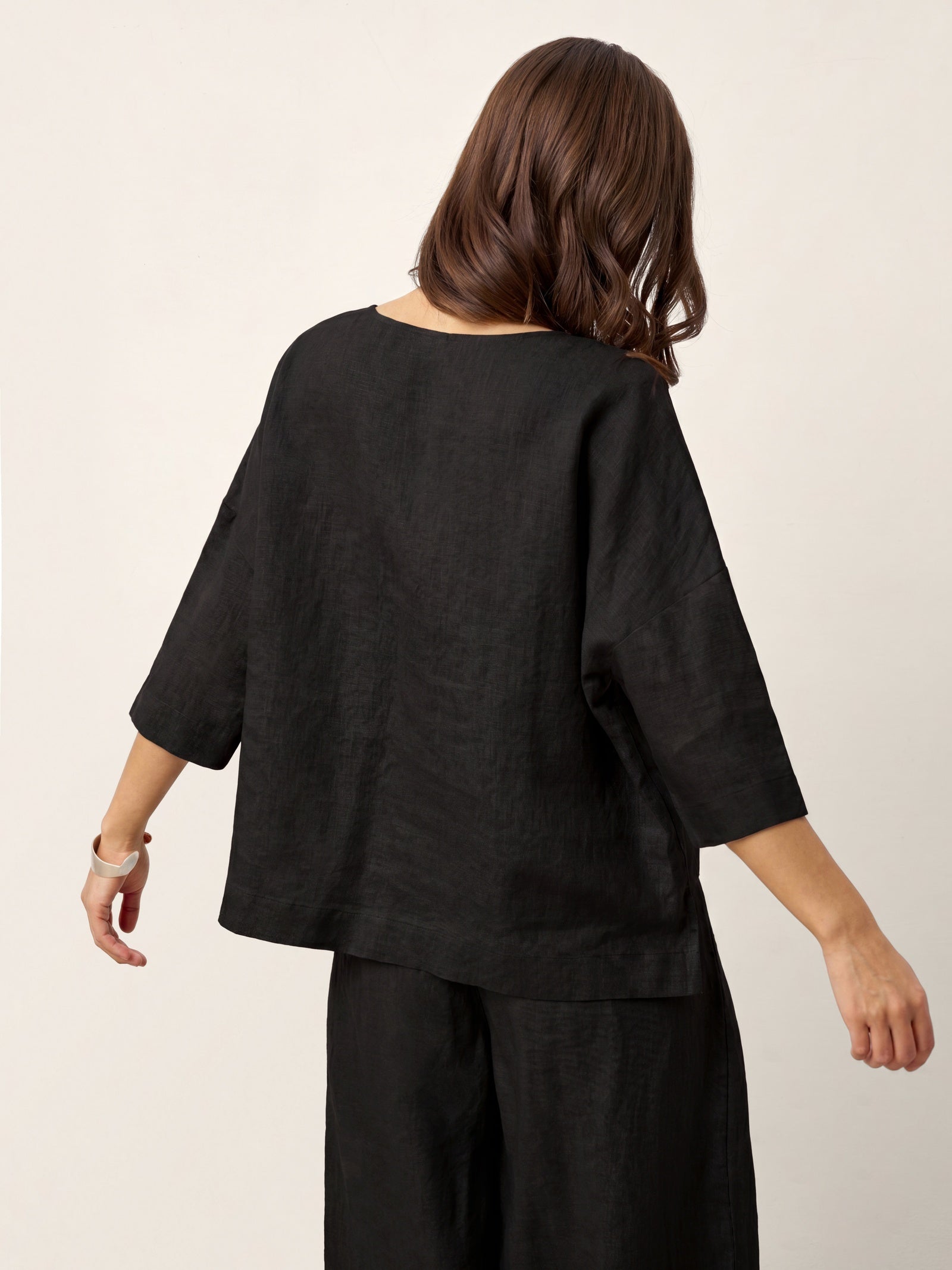 100% Linen Drop Shoulder Asymmetric Layered Hem Overtop VIOLA by LINTICO