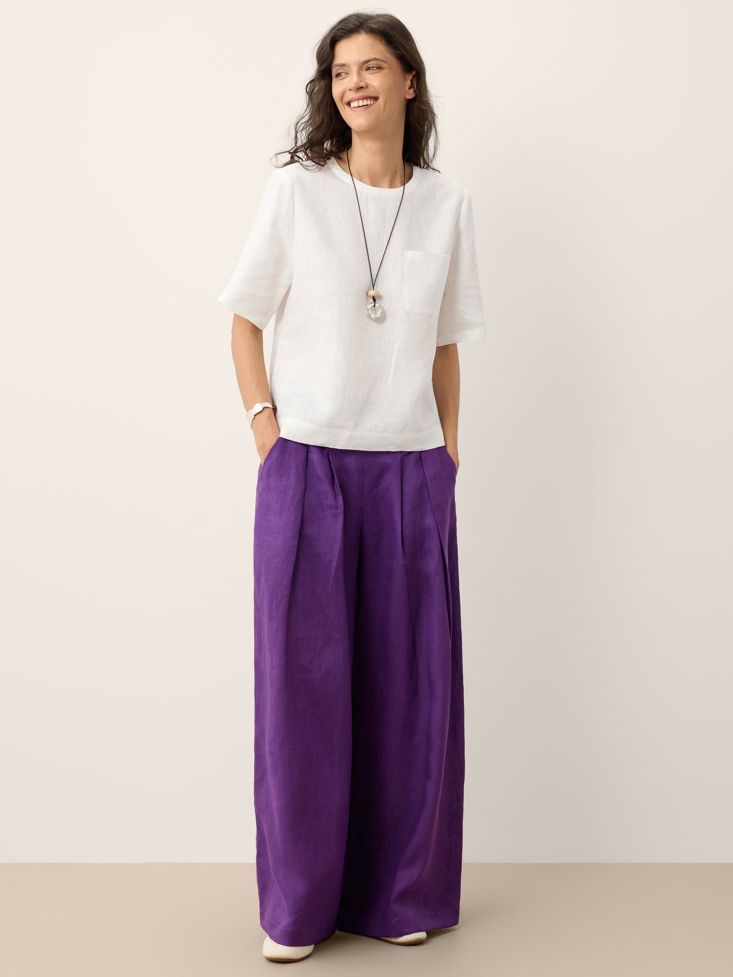 100% Linen Drop Shoulder Boxy Top REGINA by LINTICO