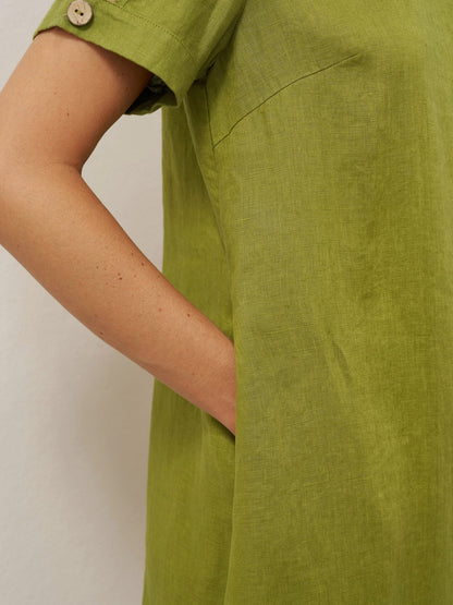 100% Linen Eyelet Short Sleeve Mini Dress LIA by LINTICO