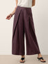 100% Linen Yarn Dyed Pleated Wide Leg Culottes PALOMA  DestGlow