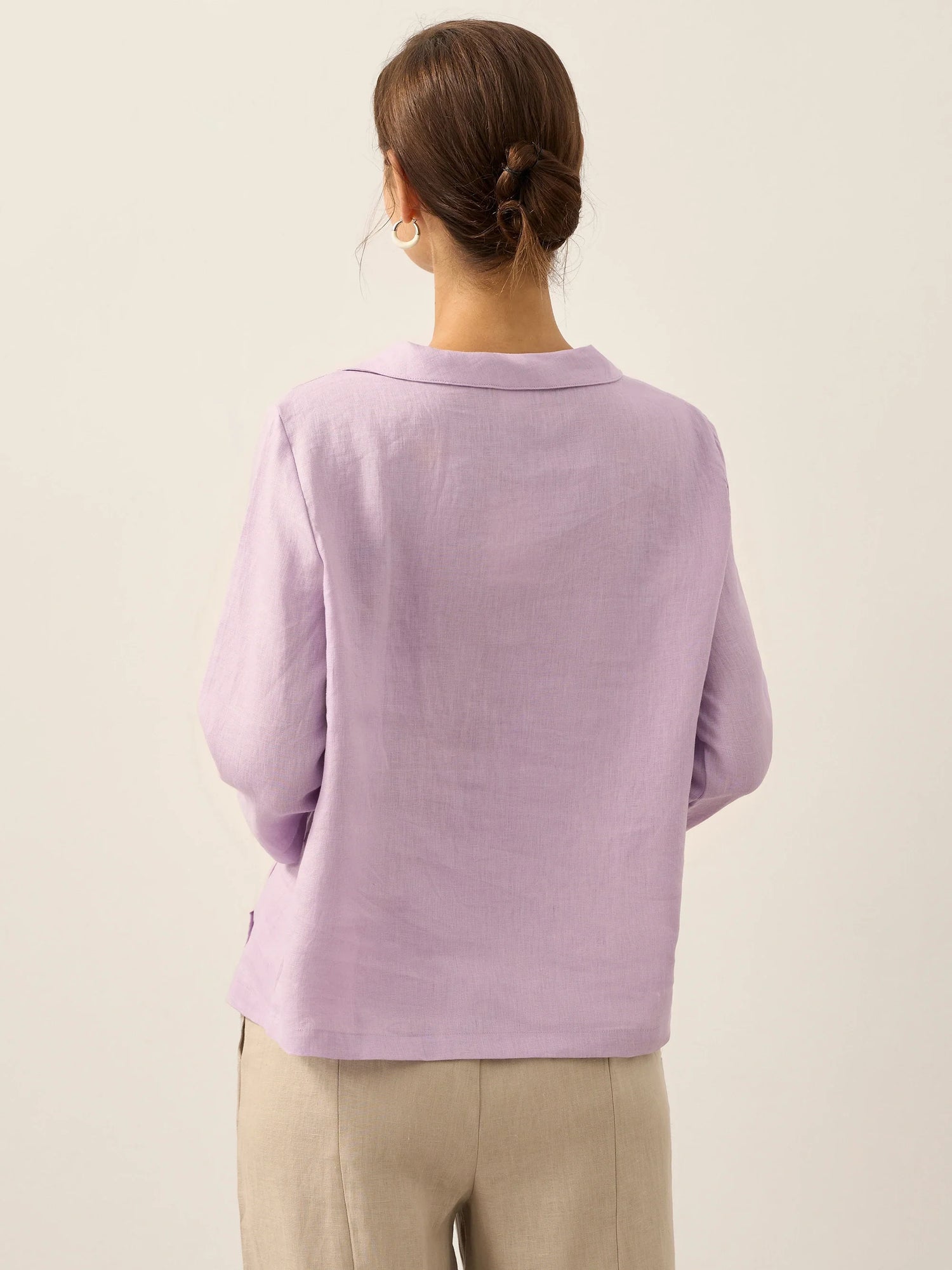 Linen Round Soft-Fold Collar Top ANAIS by LINTICO