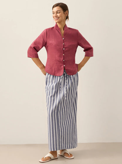 100% Linen Hand Button Fitted Jacket AMELIA by LINTICO