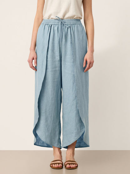 100% Linen Layered Slit Wide-Leg Drawstring Pants PEREGRINE by LINTICO