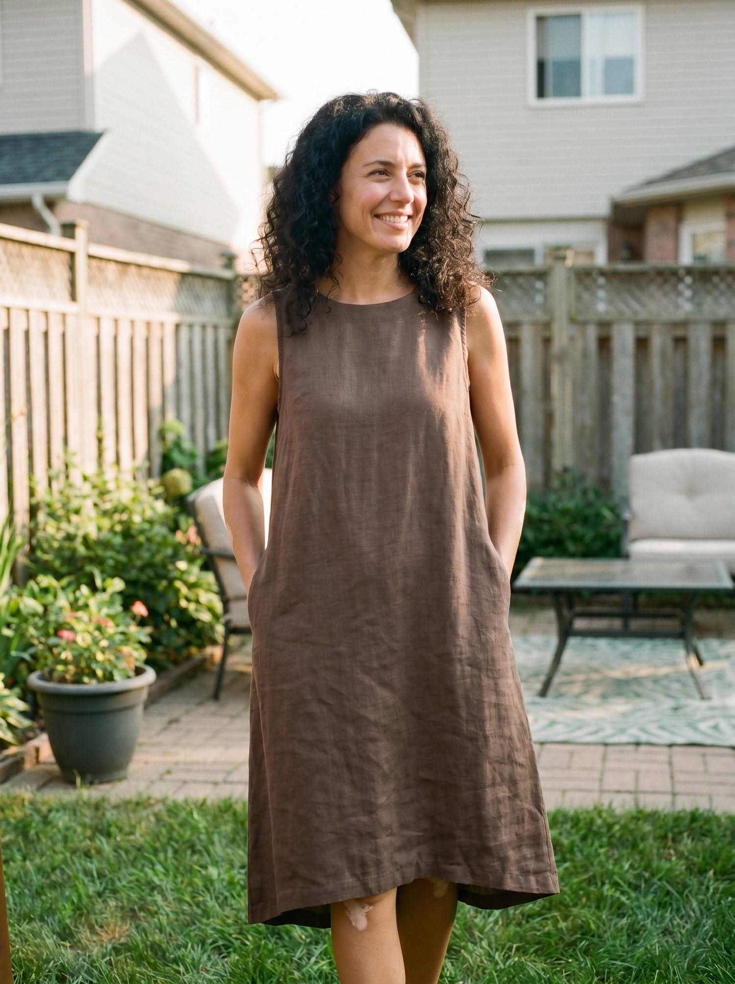 100% Linen Sleeveless Dress SIENNA by LINTICO
